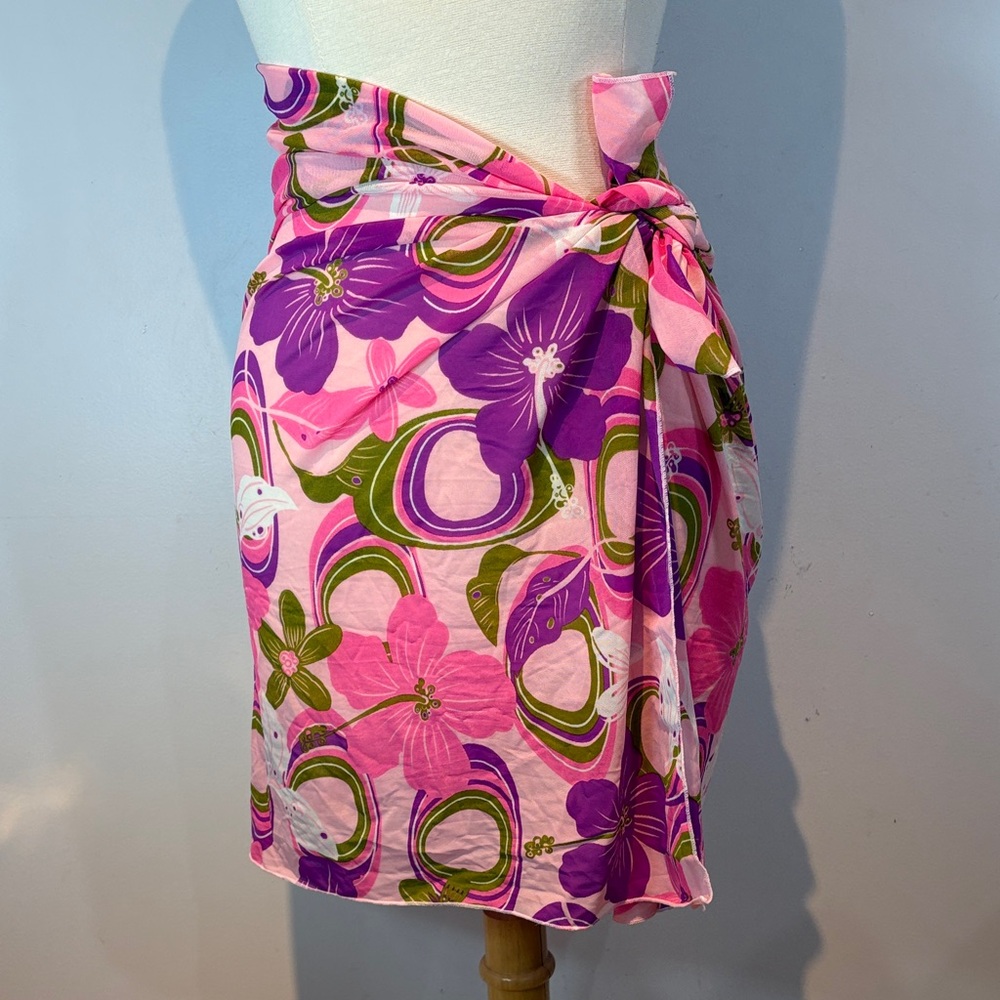 Floral Stretch Mesh Multi Way Sarong Wrap Beach Cover Up Scarf